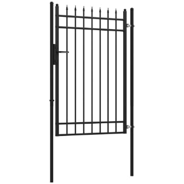 Cancelletto di Sicurezza con Serratura, 3 Chiavi e 2 Paletti, in Acciaio Zincato, 107x204 cm, Nero