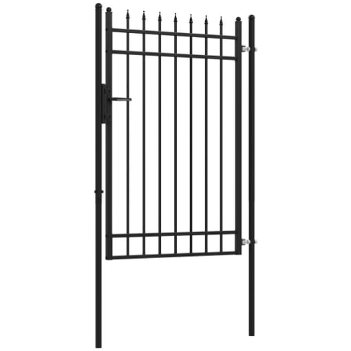 Cancelletto di Sicurezza con Serratura, 3 Chiavi e 2 Paletti, in Acciaio Zincato, 107x204 cm, Nero