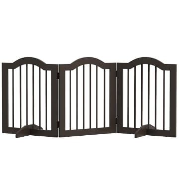 CANCELLINO PER CANI PIEGHEVOLE A 3 SEZIONI IN LEGNO 154.5X29.5X61CM CAFFÈ