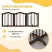 CANCELLINO PER CANI PIEGHEVOLE A 3 SEZIONI IN LEGNO 154.5X29.5X61CM CAFFÈ