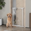 CANCELLINO PER CANI REGOLABILE ALTO CON PORTA PICCOLA E CHIUSURA AUTOMATICA 74-80X104CM BIANCO