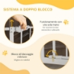 CANCELLINO PER CANI REGOLABILE ALTO CON PORTA PICCOLA E CHIUSURA AUTOMATICA 74-80X104CM BIANCO