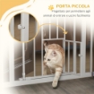 CANCELLINO PER CANI REGOLABILE ALTO CON PORTA PICCOLA E CHIUSURA AUTOMATICA 74-80X104CM BIANCO