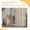CANCELLINO PER CANI REGOLABILE ALTO CON PORTA PICCOLA E CHIUSURA AUTOMATICA 74-80X104CM BIANCO