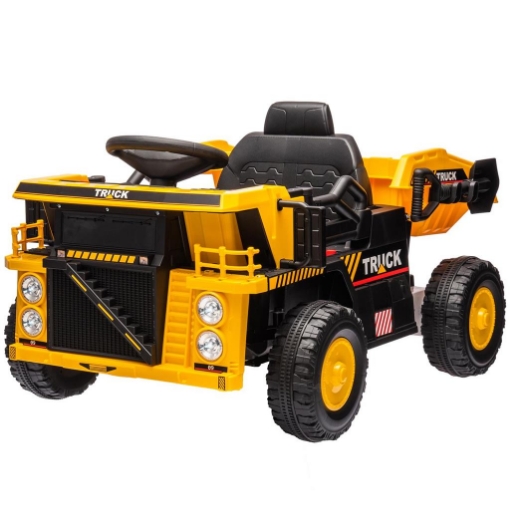 CAMION PER BAMBINI 3-5 ANNI CON MOTORE 12V MACCHINA ELETTRICA PER BAMBINI CON MUSICA E FARI GIALLO