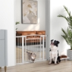 CANCELLINO PER CANI REGOLABILE CON ESTENSIONI PORTA PER GATTI E APERTURA A UNA MANO 76-104X77CM BIANCO
