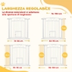 CANCELLINO PER CANI REGOLABILE CON ESTENSIONI PORTA PER GATTI E APERTURA A UNA MANO 76-104X77CM BIANCO