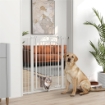 CANCELLINO PER CANI REGOLABILE CON ESTENSIONI E PORTA PER GATTI 76-104X106 CM BIANCO