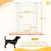 CANCELLINO PER CANI REGOLABILE CON ESTENSIONI E PORTA PER GATTI 76-104X106 CM BIANCO
