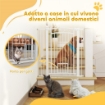 CANCELLINO PER CANI REGOLABILE CON ESTENSIONI E PORTA PER GATTI 76-104X106 CM BIANCO