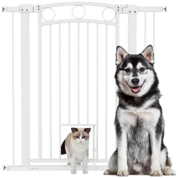 CANCELLINO PER CANI REGOLABILE DA 76-104 CM CANCELLETTO ALTO 106 CM CON 2 ESTENSIONI BIANCO