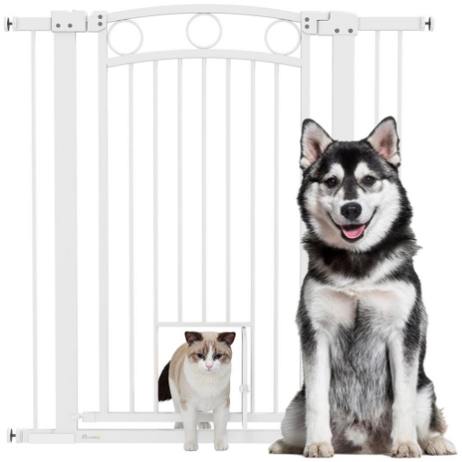 CANCELLINO PER CANI REGOLABILE DA 76-104 CM CANCELLETTO ALTO 106 CM CON 2 ESTENSIONI BIANCO