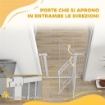 CANCELLINO PER CANI REGOLABILE DA 76-104 CM CANCELLETTO ALTO 106 CM CON 2 ESTENSIONI BIANCO