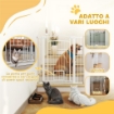 CANCELLINO PER CANI REGOLABILE DA 76-104 CM CANCELLETTO ALTO 106 CM CON 2 ESTENSIONI BIANCO
