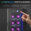 CANTINETTA FRIGORIFERO PER 12 BOTTIGLIE CON DOPPIO CONTROLLO TEMPERATURA RIPIANI REGOLABILI E LUCI NERO