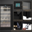CANTINETTA VINO FRIGO PER 24 BOTTIGLIE CAPACITÀ 65L CONTROLLO TEMPERATURA E RIPIANI ESTRAIBILI NERO 43X45X75 CM