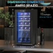 CANTINETTA VINO FRIGO PER 15 BOTTIGLIE CAPACITÀ 44L CON CONTROLLO TEMPERATURA E RIPIANI REGOLABILI NERO 45X34.5X69 CM