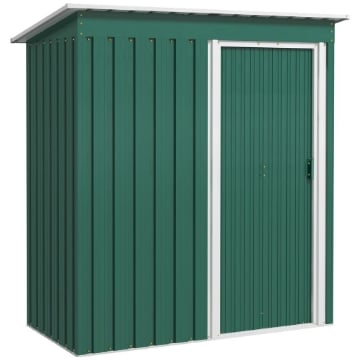 CAPANNO ATTREZZI CON TETTO INCLINATO E PORTA SCORREVOLE IN ACCIAIO ZINCATO 163X89X182 CM VERDE
