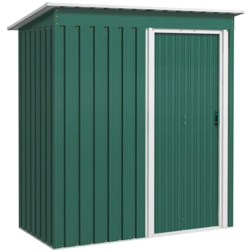 CAPANNO ATTREZZI CON TETTO INCLINATO E PORTA SCORREVOLE IN ACCIAIO ZINCATO 163X89X182 CM VERDE