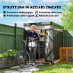 CAPANNO DA GIARDINO CON LUCERNARIO IN ACRILICO E FORI DI DRENAGGIO IN ACCIAIO 162X259X201 CM GRIGIO SCURO