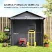 CAPANNO DA GIARDINO 1.1X2 M CON PORTA AVVOLGIBILE TENDA GARAGE PER BICI E MOTO GRIGIO SCURO
