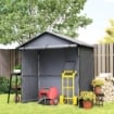CAPANNO DA GIARDINO 1.1X2 M CON PORTA AVVOLGIBILE TENDA GARAGE PER BICI E MOTO GRIGIO SCURO