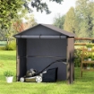 CAPANNO DA GIARDINO 1.1X2 M CON PORTA AVVOLGIBILE TENDA GARAGE PER BICI E MOTO GRIGIO SCURO