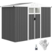CAPANNO DA GIARDINO PORTA ATTREZZI IN ACCIAIO ZINCATO CON 2 PORTE 246X117X180 CM GRIGIO SCURO