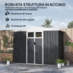 CAPANNO DA GIARDINO PORTA ATTREZZI IN ACCIAIO ZINCATO CON 2 PORTE 246X117X180 CM GRIGIO SCURO