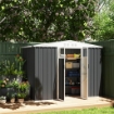 CAPANNO DA GIARDINO PORTA ATTREZZI IN ACCIAIO ZINCATO CON 2 PORTE 246X117X180 CM GRIGIO SCURO