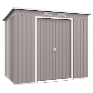 CAPANNO ATTREZZI CON TETTO INCLINATO 2 INGRESSI E PRESE D'ARIA IN ACCIAIO ZINCATO 213X130X172 CM GRIGIO