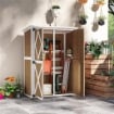 CAPANNO DA GIARDINO IN LEGNO DI ABETE CON 2 RIPIANI E 2 PORTE 116.5X57X159/167 CM MARRONE E BIANCO