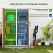 CAPANNO DA GIARDINO IN LEGNO DI ABETE CON 2 RIPIANI E 2 PORTE 116.5X57X159/167 CM MARRONE E BIANCO