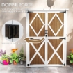 CAPANNO DA GIARDINO IN LEGNO DI ABETE CON 2 RIPIANI E 2 PORTE 116.5X57X159/167 CM MARRONE E BIANCO