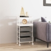 CARRELLO PORTAOGGETTI CON 2 VASSOI FISSI E 3 VASSOI SCORREVOLI IN ACCIAIO E PP 40X34X85 CM BIANCO E GRIGIO