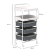 CARRELLO PORTAOGGETTI CON 2 VASSOI FISSI E 3 VASSOI SCORREVOLI IN ACCIAIO E PP 40X34X85 CM BIANCO E GRIGIO