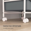 CARRELLO PORTAOGGETTI CON 2 VASSOI FISSI E 3 VASSOI SCORREVOLI IN ACCIAIO E PP 40X34X85 CM BIANCO E GRIGIO
