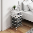 CARRELLO PORTAOGGETTI CON 2 VASSOI FISSI E 3 VASSOI SCORREVOLI IN ACCIAIO E PP 40X34X85 CM BIANCO E GRIGIO