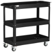 CARRELLO PORTA ATTREZZI A 3 LIVELLI IN ACCIAIO CON BORDI ALTI E 4 RUOTE GIREVOLI 83X35.3X76 CM NERO