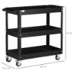 CARRELLO PORTA ATTREZZI A 3 LIVELLI IN ACCIAIO CON BORDI ALTI E 4 RUOTE GIREVOLI 83X35.3X76 CM NERO