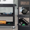 CARRELLO PORTA ATTREZZI A 3 LIVELLI IN ACCIAIO CON BORDI ALTI E 4 RUOTE GIREVOLI 83X35.3X76 CM NERO