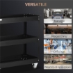 CARRELLO PORTA ATTREZZI A 3 LIVELLI IN ACCIAIO CON BORDI ALTI E 4 RUOTE GIREVOLI 83X35.3X76 CM NERO