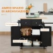 CARRELLO DA CUCINA CON ARMADIETTO 2 CASSETTI E PORTASPEZIE ISOLA DA CUCINA IN LEGNO 89X45X89.5 CM NERO