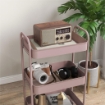 CARRELLO DA CUCINA A 3 LIVELLI CON MANIGLIE E 4 ROTELLE IN ACCIAIO 45X30.6X79 CM ROSA