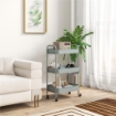 CARRELLO DA CUCINA A 3 LIVELLI CON MANIGLIE E 4 ROTELLE IN ACCIAIO 45X30.6X79 CM AZZURRO
