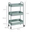 CARRELLO DA CUCINA A 3 LIVELLI CON MANIGLIE E 4 ROTELLE IN ACCIAIO 45X30.6X79 CM AZZURRO
