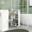 CARRELLO DA CUCINA E BAGNO SALVASPAZIO A 3 LIVELLI CON BARRE LATERALI E RUOTE CON FRENI BIANCO 45X15X80 CM