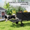 CARRELLO DA GIARDINO 160L PIEGHEVOLE CON MANICO REGOLABILE CAPACITÀ 100 KG 95X55X102 CM NERO