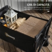 CARRELLO DA GIARDINO DA 120L PIEGHEVOLE CON PANNELLO APRIBILE IN ACCIAIO  90X48X62 CM NERO