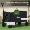 CARRELLO DA GIARDINO DA 120L PIEGHEVOLE CON PANNELLO APRIBILE IN ACCIAIO  90X48X62 CM NERO